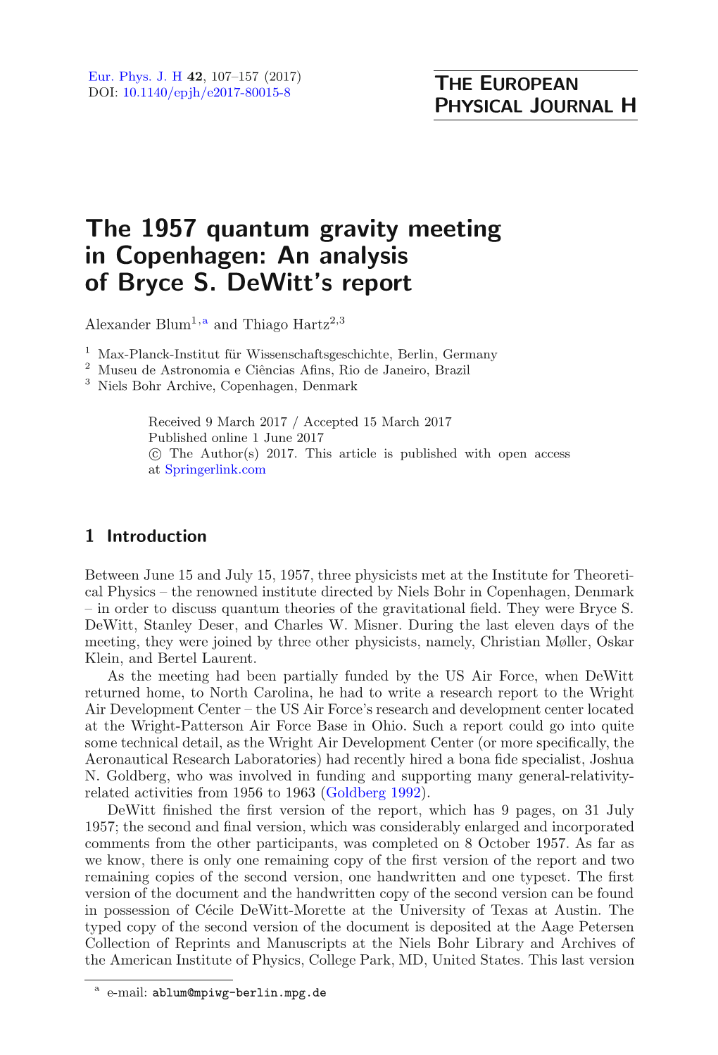 The 1957 Quantum Gravity Meeting in Copenhagen: an Analysis of Bryce S