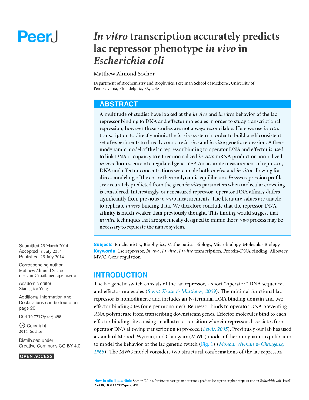 In Vitro Transcription Accurately Predicts Lac Repressor Phenotype In