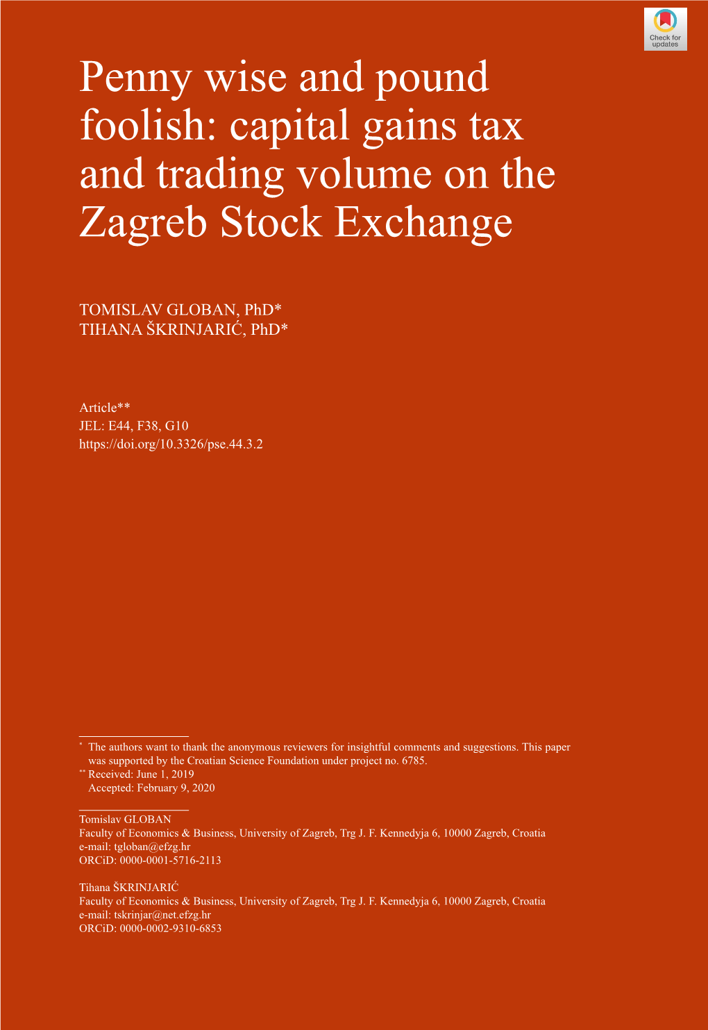 Capital Gains Tax and Trading Volume on the Zagreb Stock Exchange