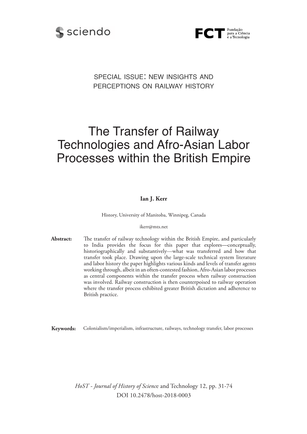 The Transfer of Railway Technologies and Afro-Asian Labor Processes Within the British Empire