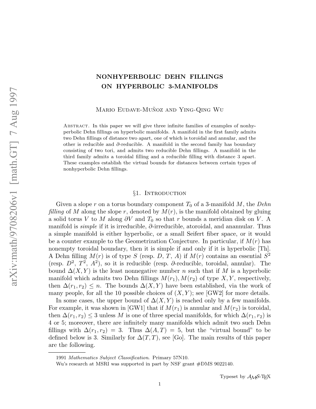 Nonhyperbolic Dehn Fillings on Hyperbolic 3-Manifolds 3