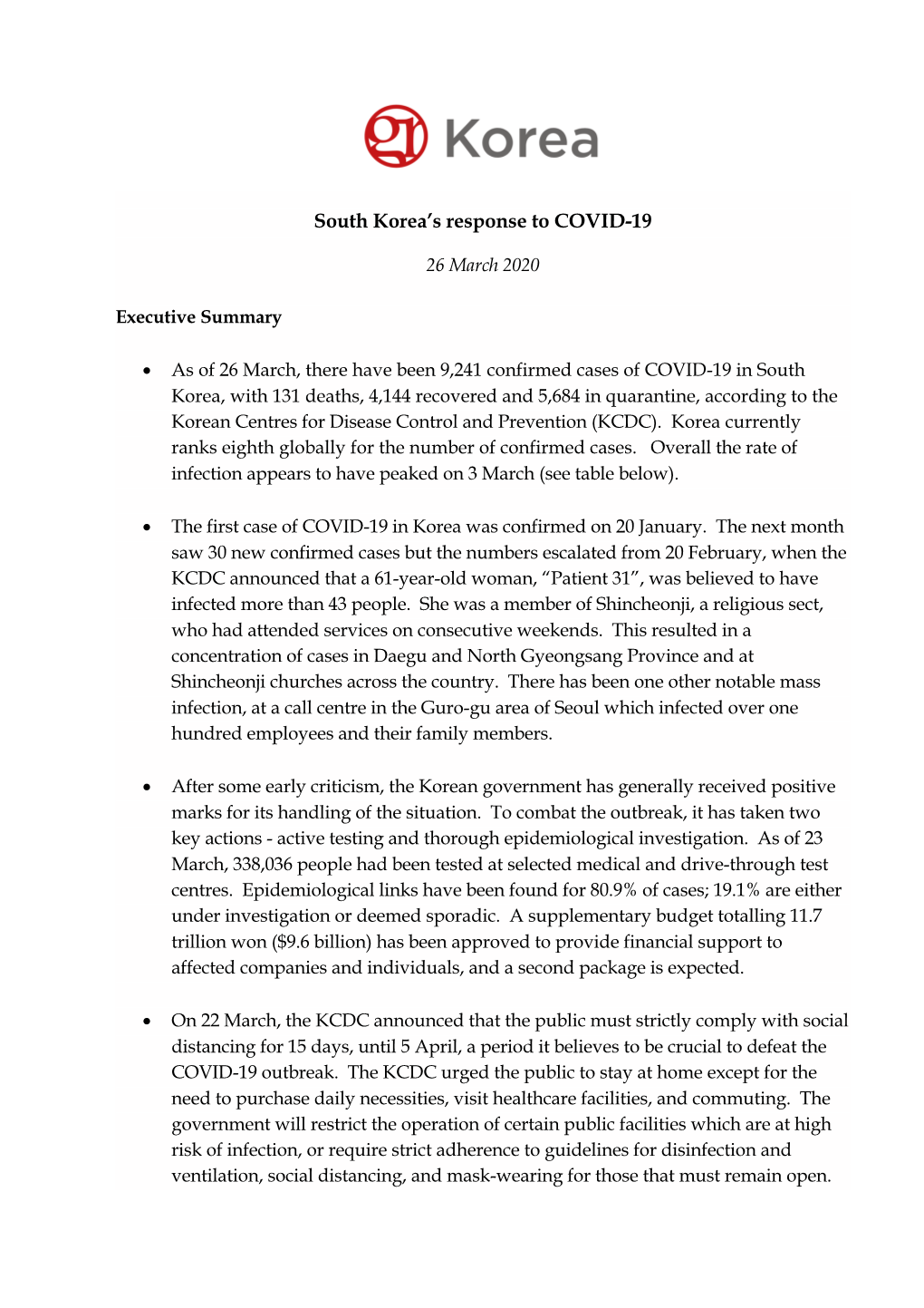 South Korea's Response to COVID-19