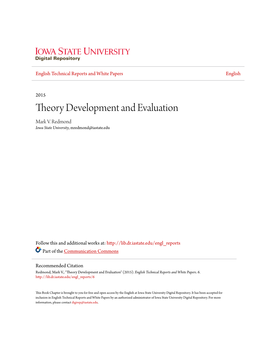 Theory Development and Evaluation Mark V