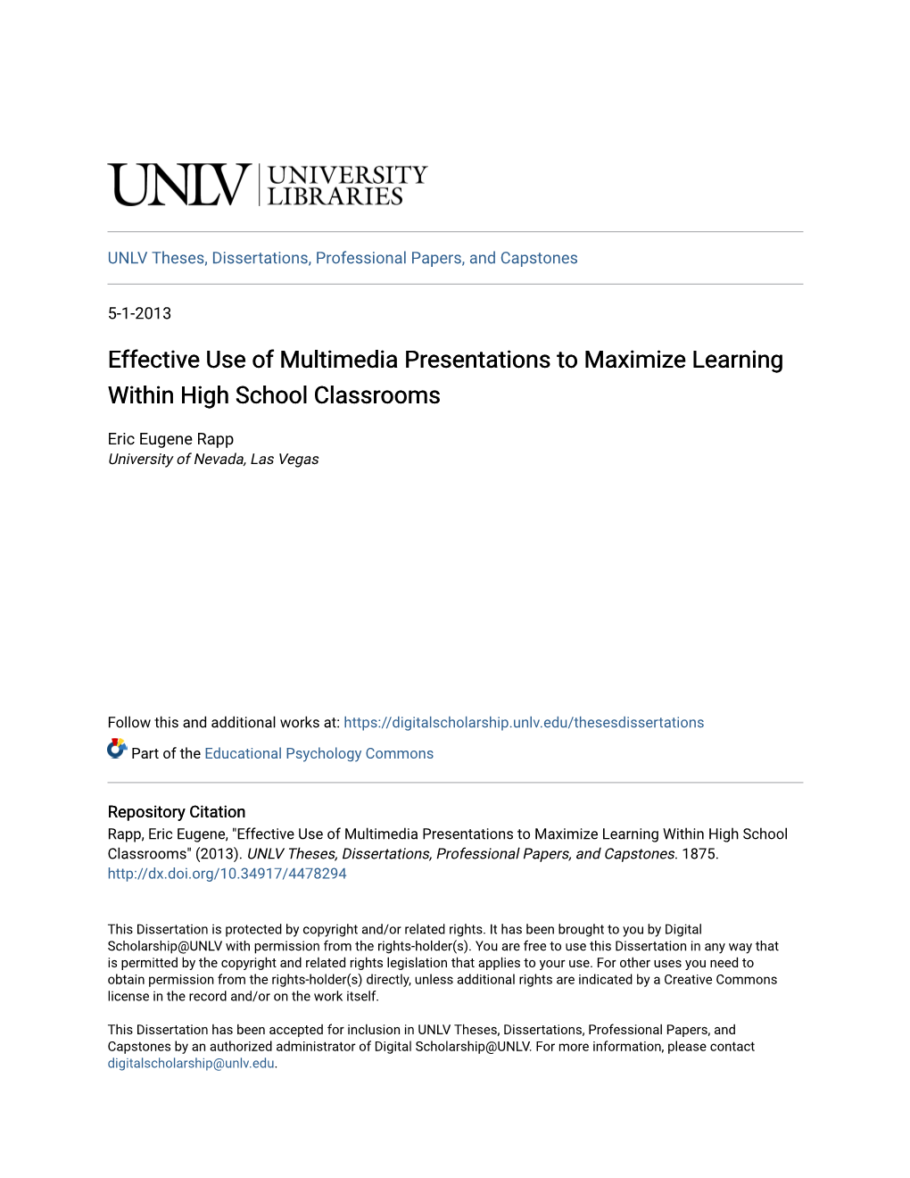 Effective Use of Multimedia Presentations to Maximize Learning Within High School Classrooms