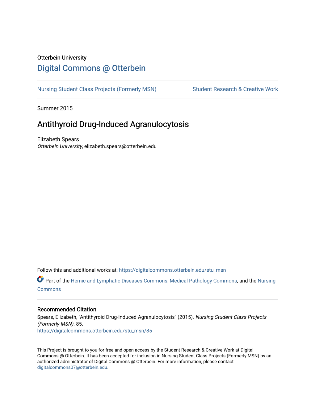 Antithyroid Drug-Induced Agranulocytosis