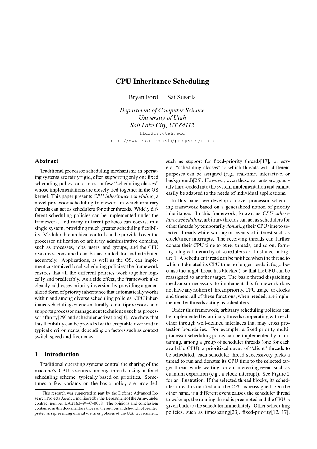 CPU Inheritance Scheduling