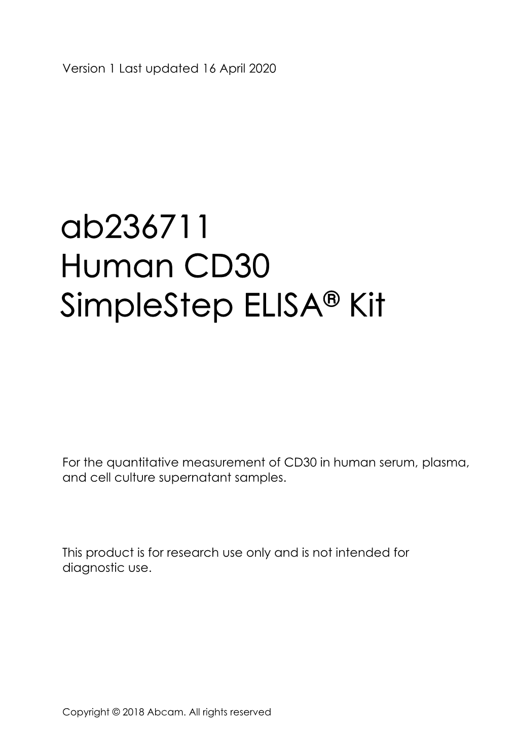 Ab236711 Human CD30 Simplestep ELISA® Kit