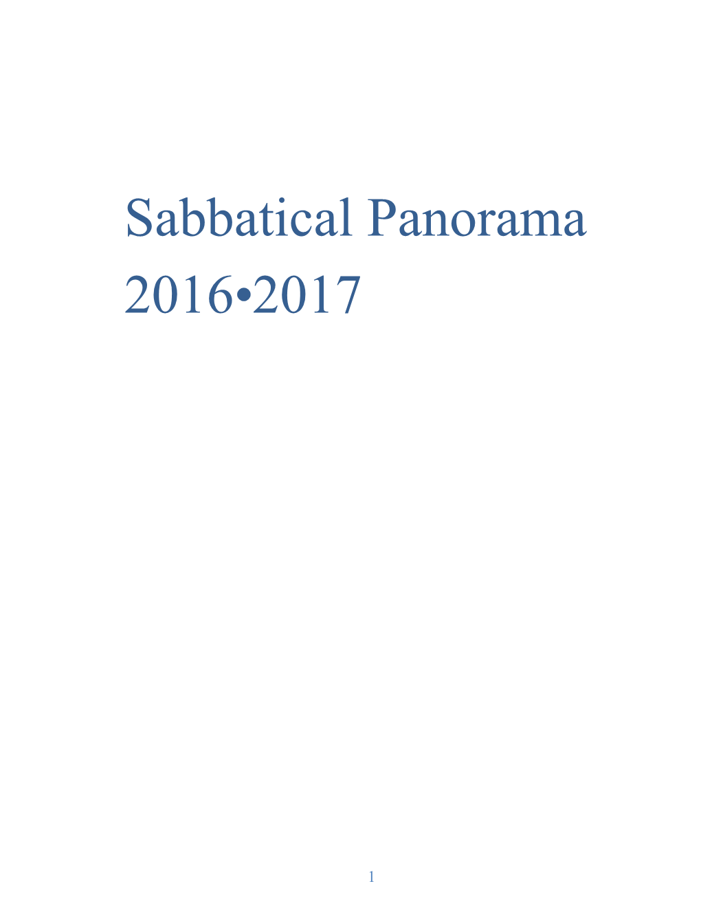 Sabbatical Panorama 2016-2017