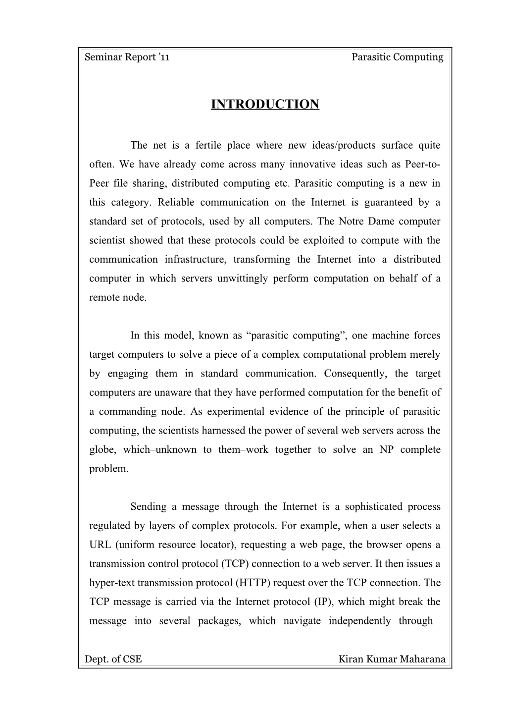 Seminar Report 11 Parasitic Computing