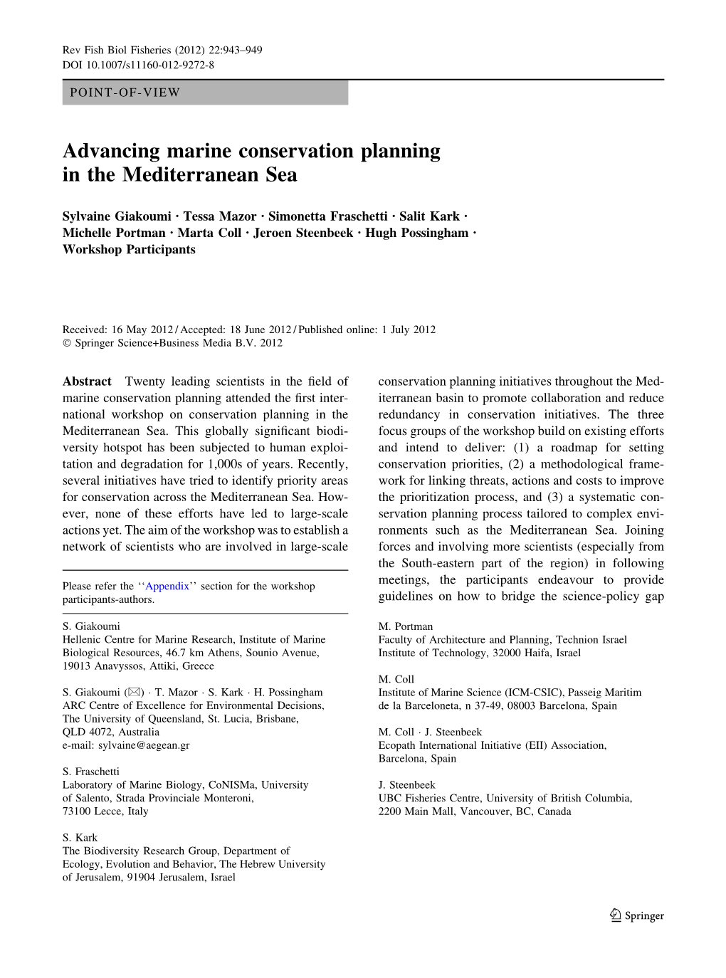 Advancing Marine Conservation Planning in the Mediterranean Sea