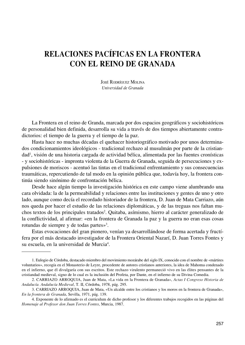 Relaciones Pacíficas En La Frontera Con El Reino De Granada