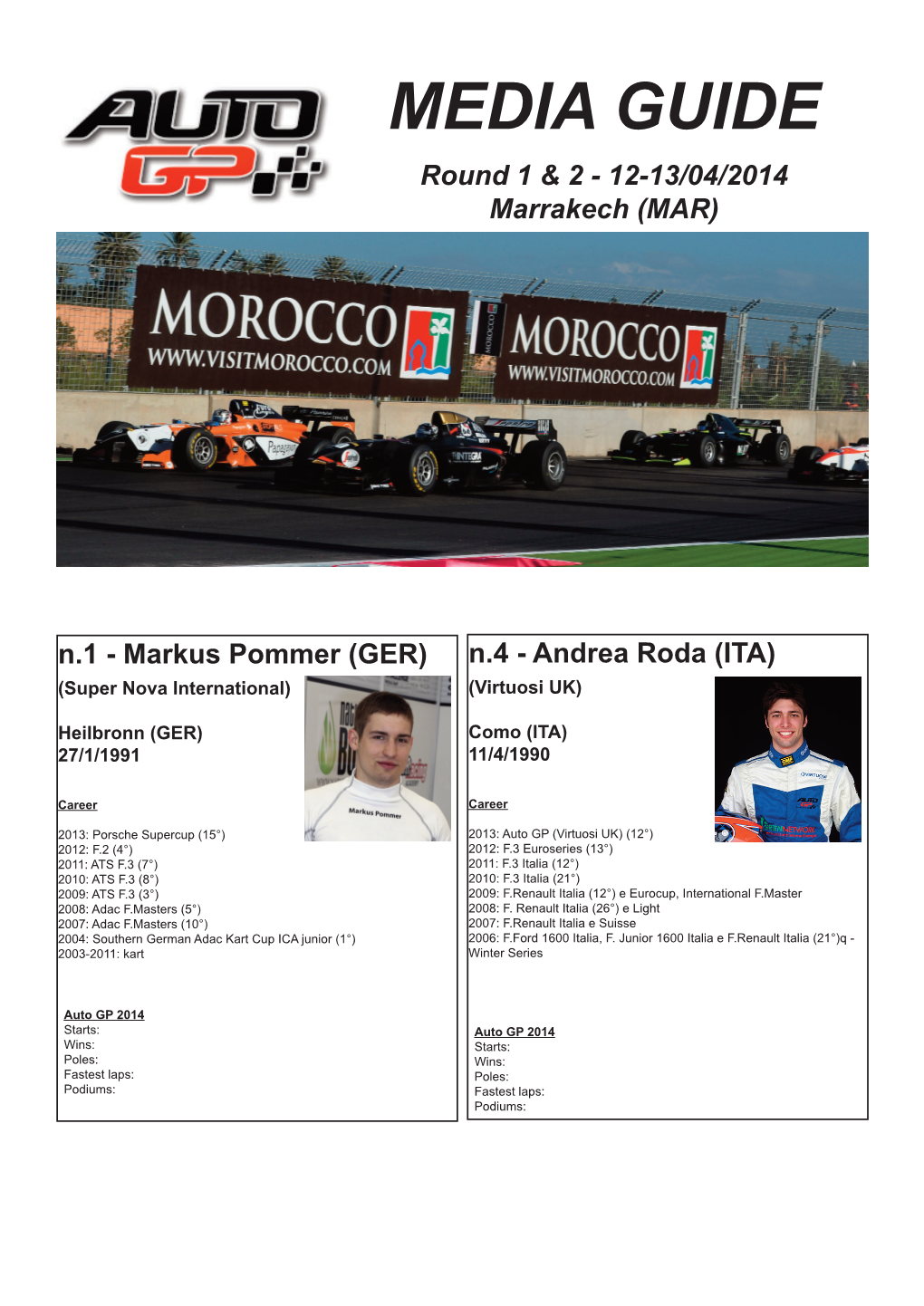 MEDIA GUIDE Round 1 & 2 - 12-13/04/2014 Marrakech (MAR)