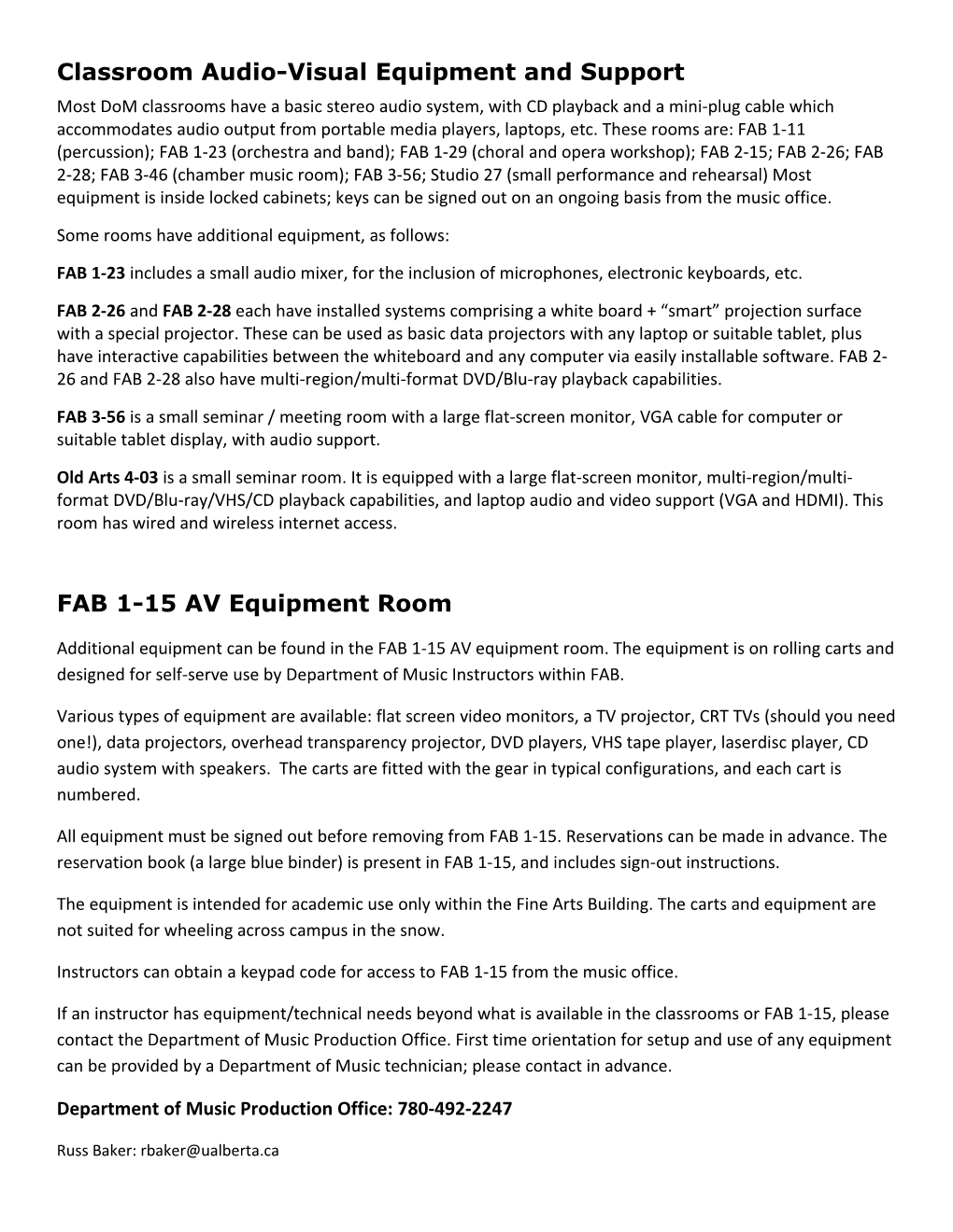 Classroom Audio-Visual Equipment and Support