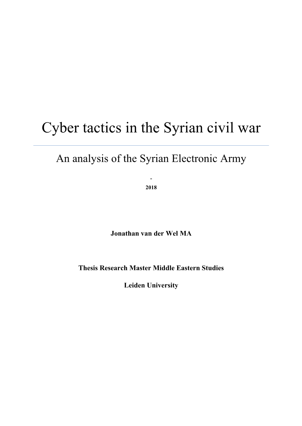 Cyber Tactics in the Syrian Civil War