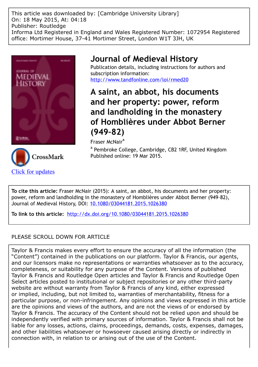Mcnair 2015 Journal of Medieval History.Pdf