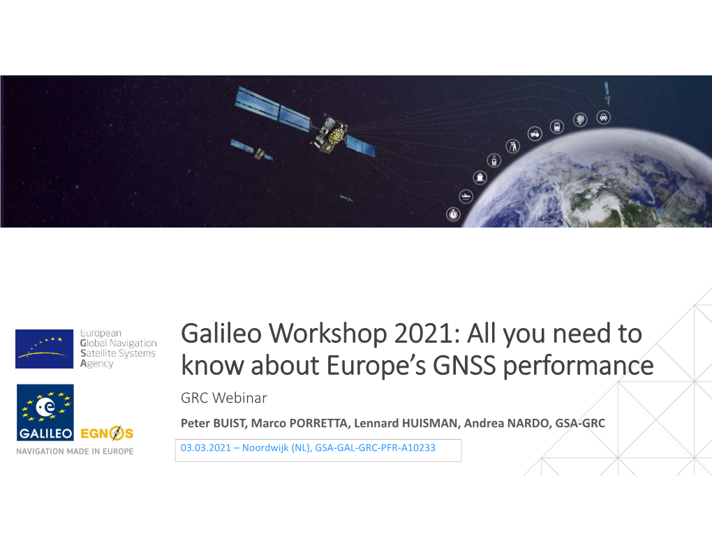 Galileo Workshop 2021: All You Need to Know About Europe's GNSS