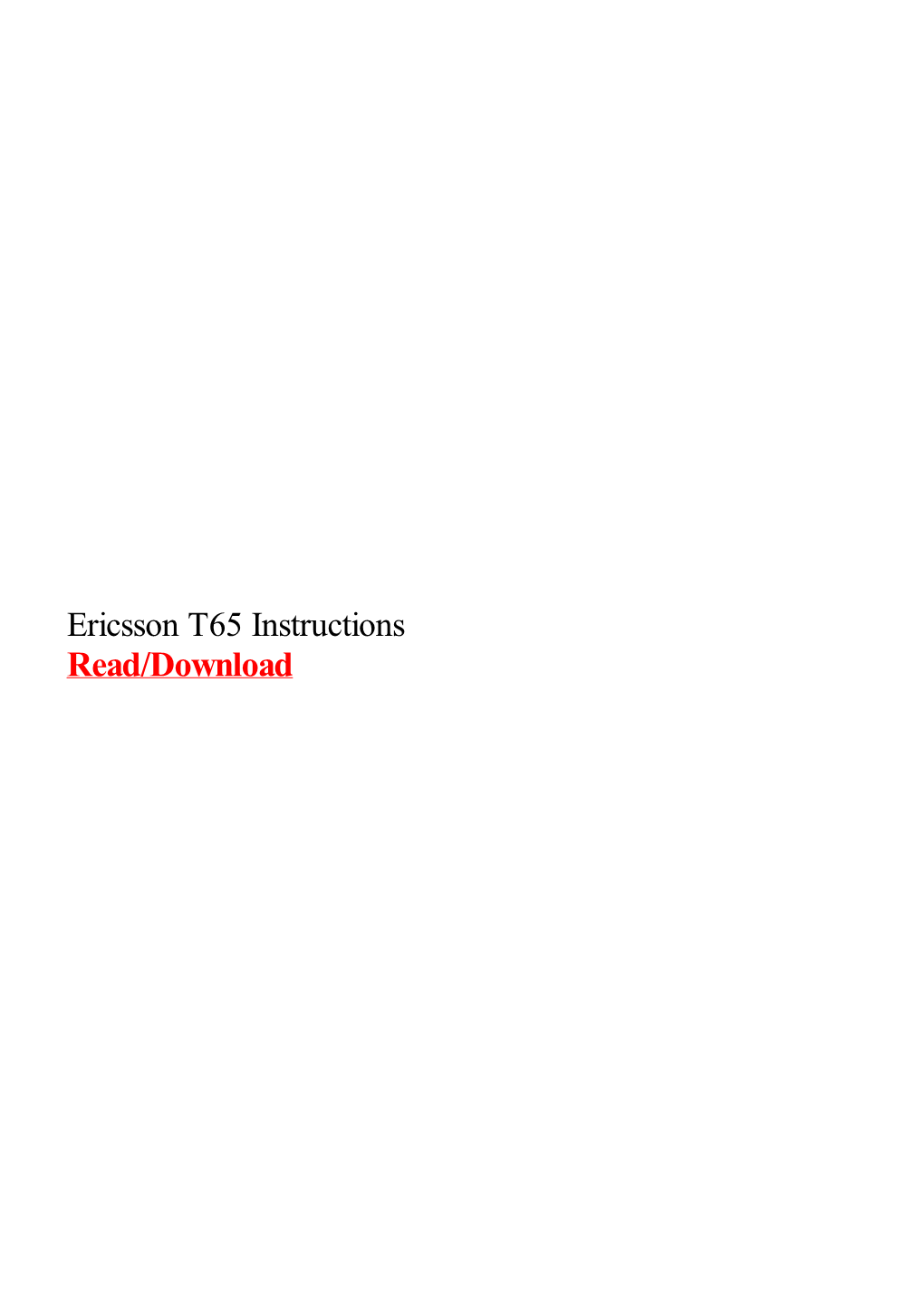 Ericsson T65 Instructions