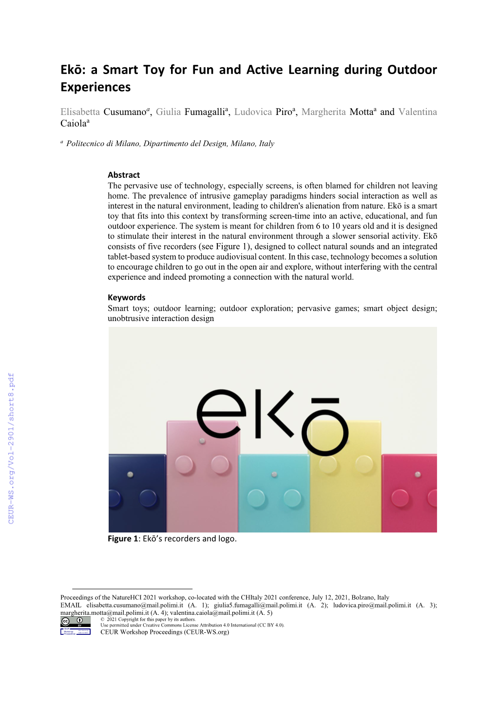 Ekō: a Smart Toy for Fun and Active Learning During Outdoor Experiences