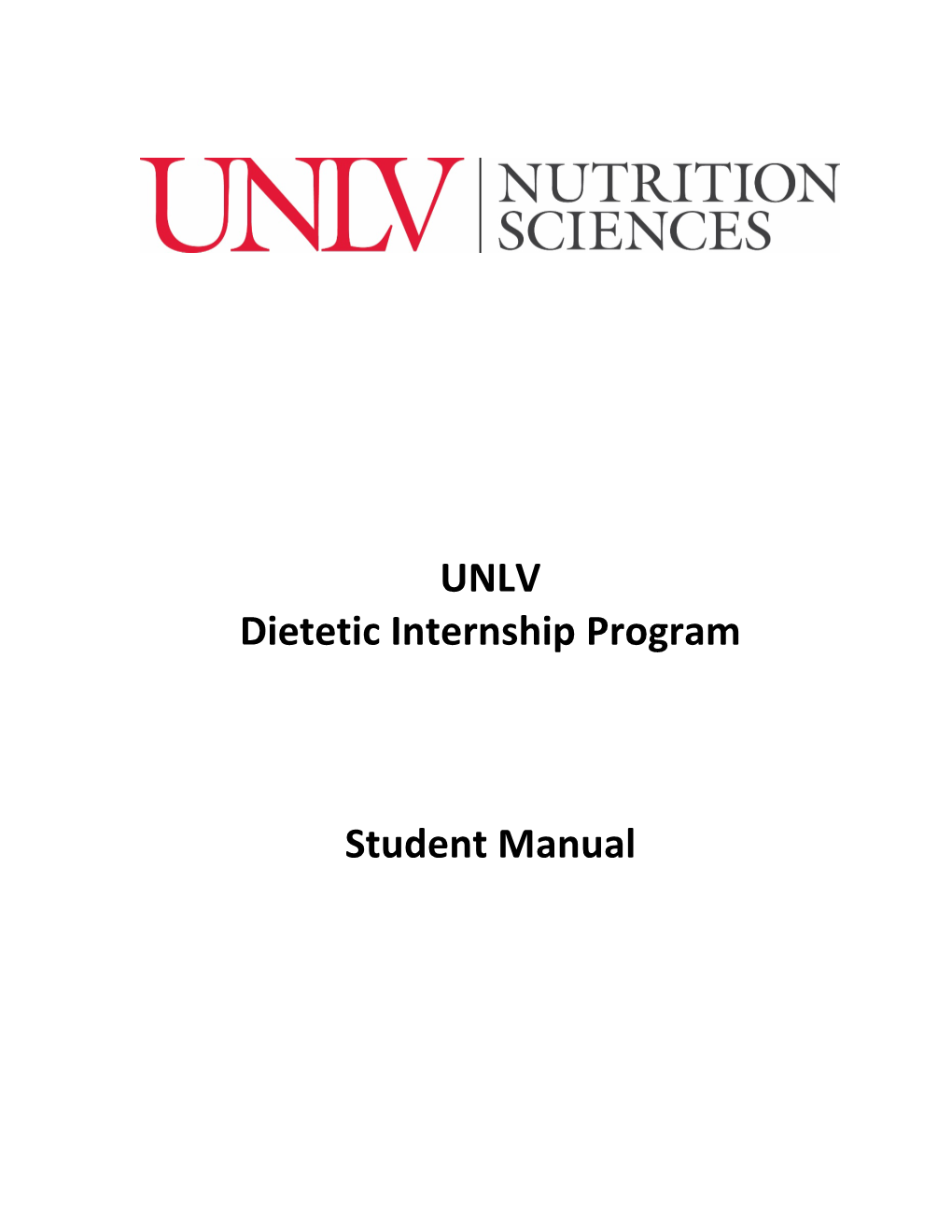 UNLV Dietetic Internship Program Student Manual