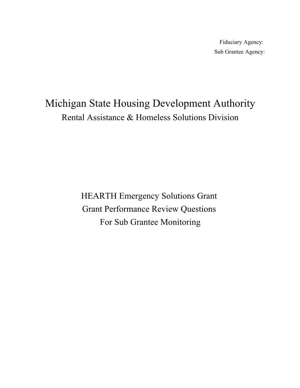 Michigan State Housing Development Authority s1