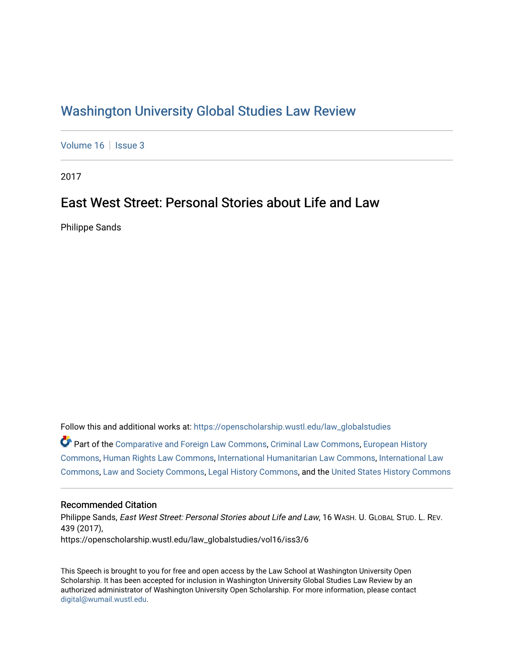 East West Street: Personal Stories About Life and Law