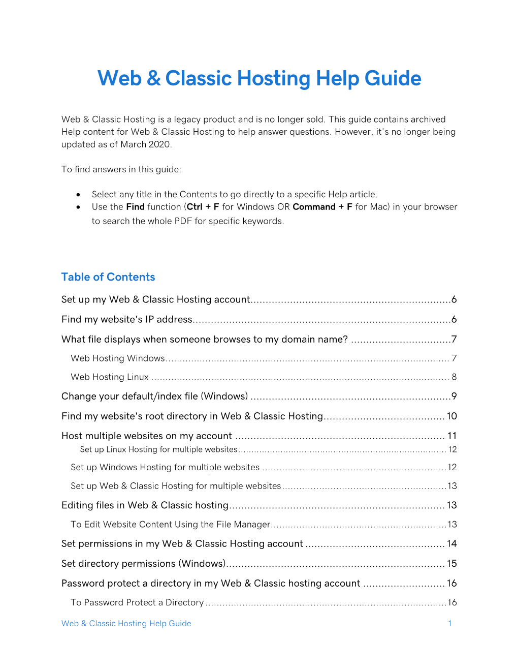 Web & Classic Hosting Help Guide