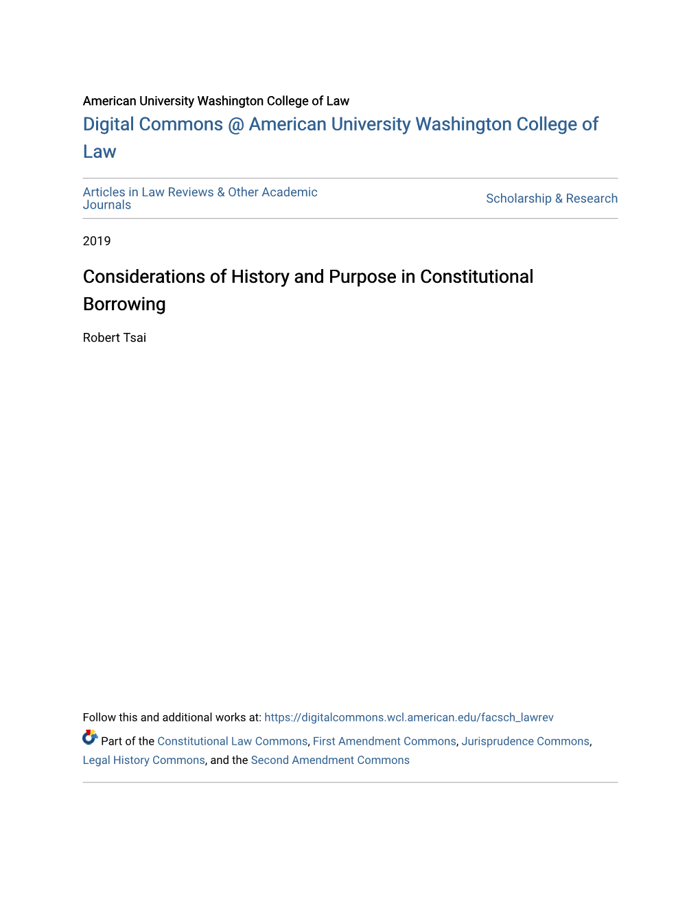 Considerations of History and Purpose in Constitutional Borrowing