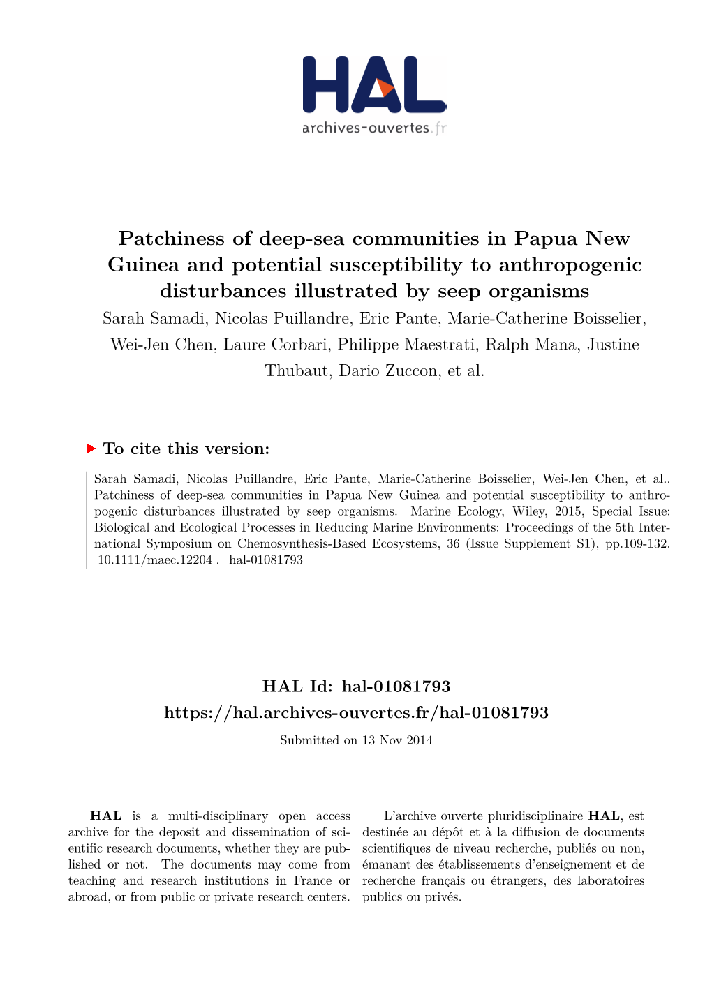 Patchiness of Deep-Sea Communities in Papua New Guinea and Potential