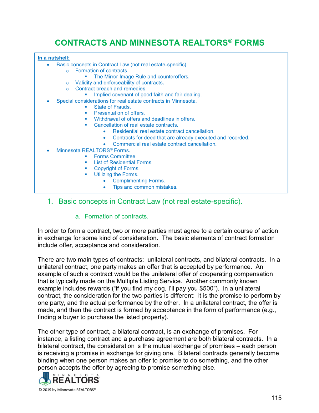 Contracts and Minnesota Realtors® Forms