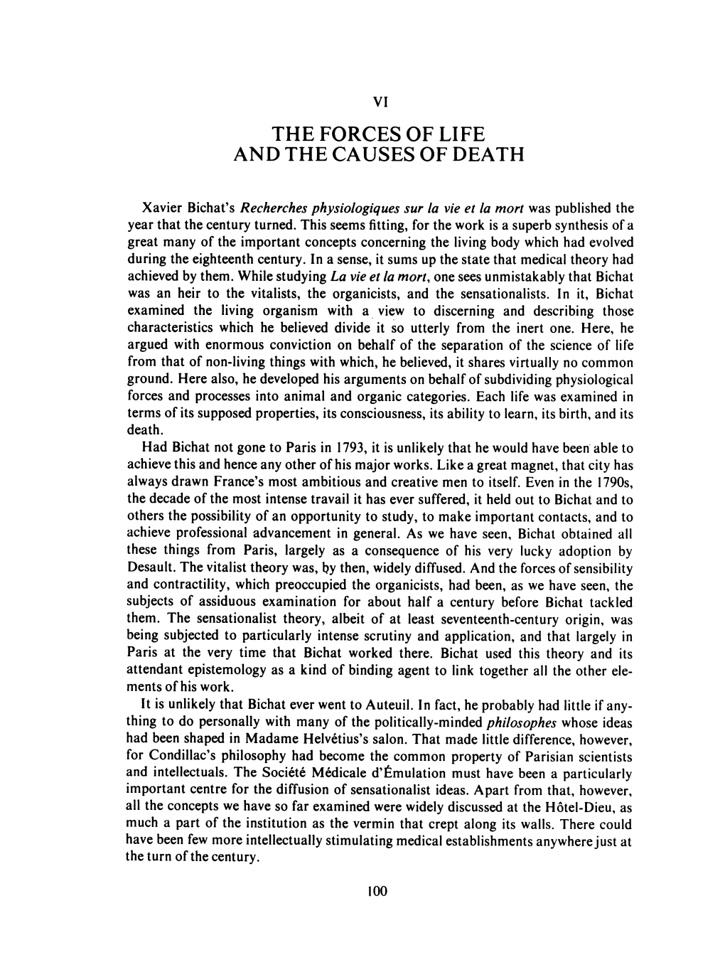 The Forces of Life and the Causes of Death