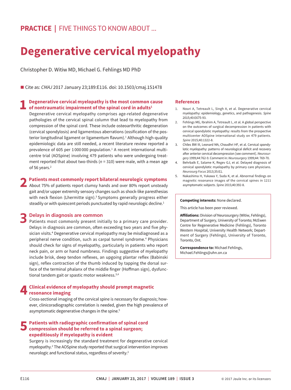 Degenerative Cervical Myelopathy