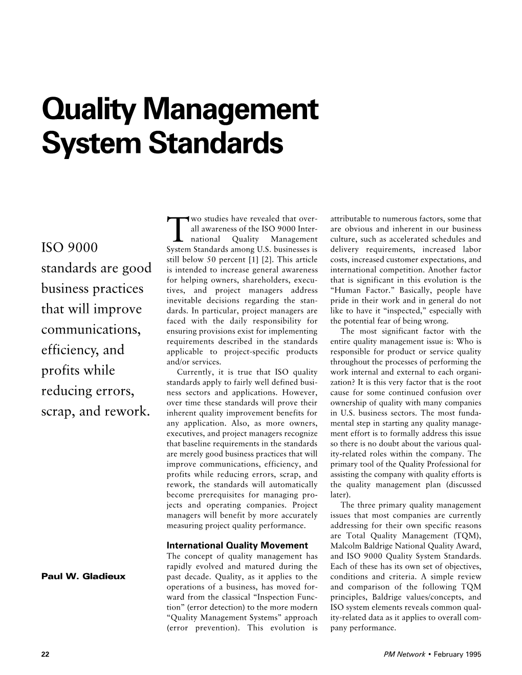 Quality Management Systems Standards