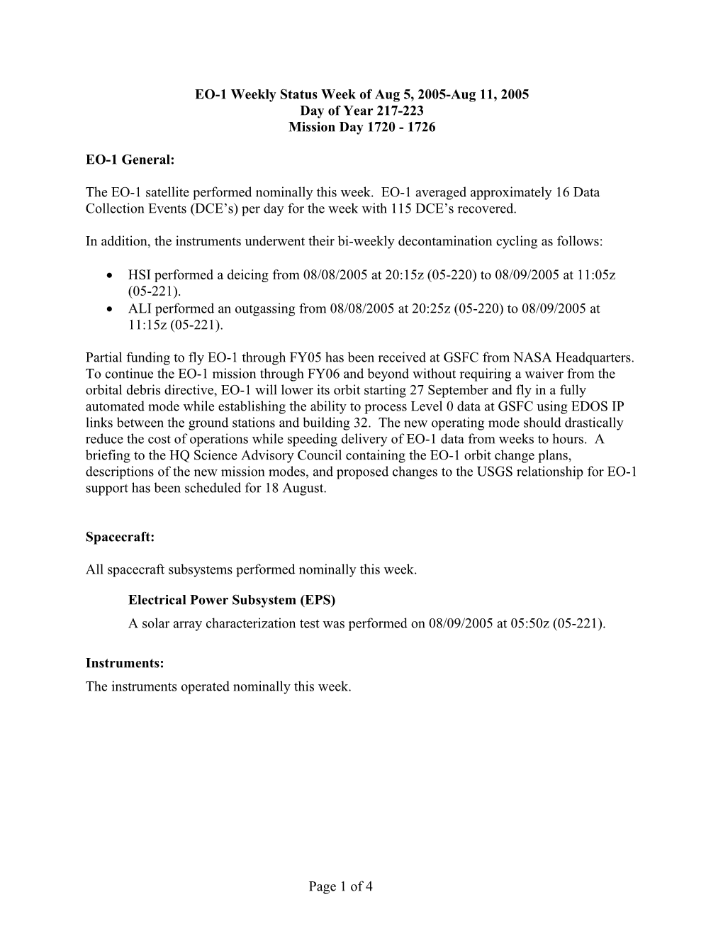 EO-1 Status Week of Jan 20-26, 2001 s19