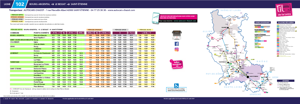 Horaires Ligne 102 Du 25.08.2020 Au 31.08.2021