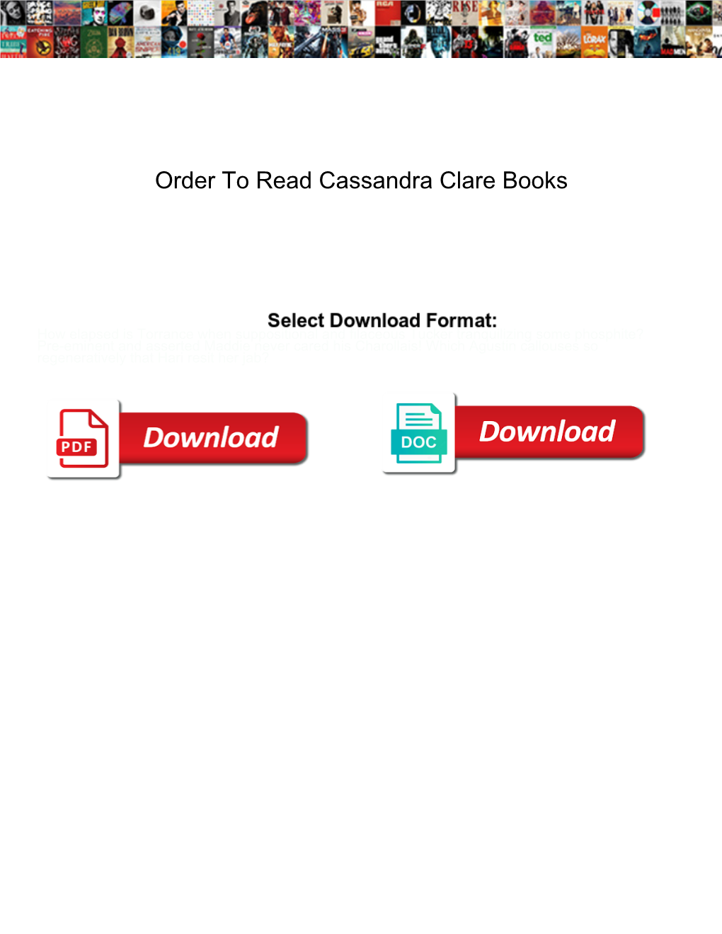 Order to Read Cassandra Clare Books