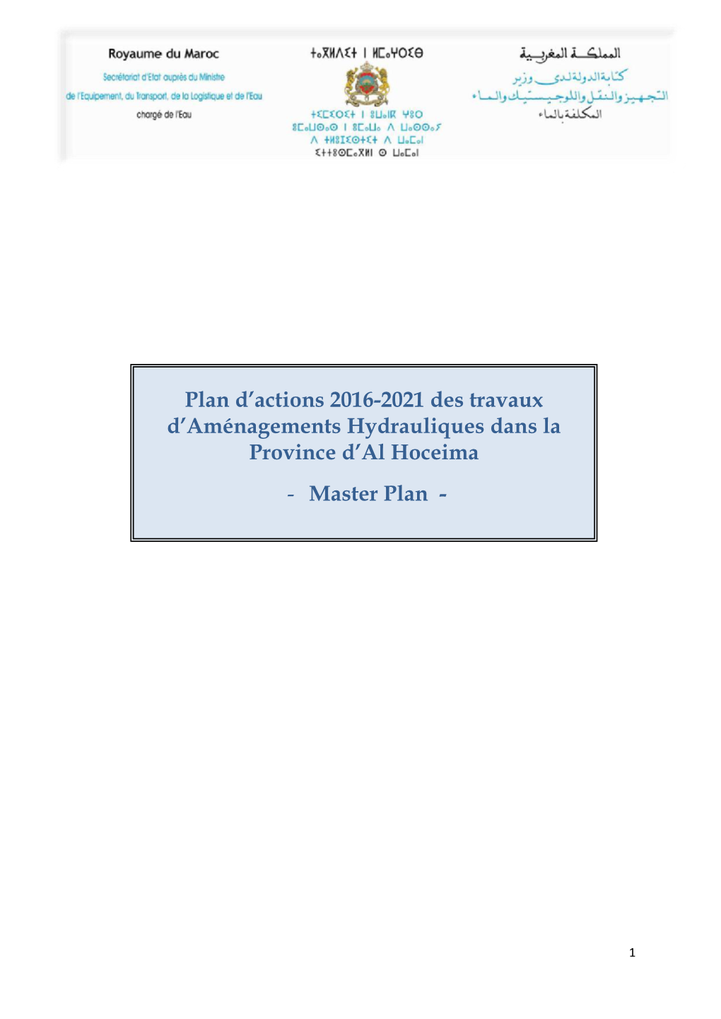 Plan D'actions 2016-2021 Des Travaux D'aménagements Hydrauliques