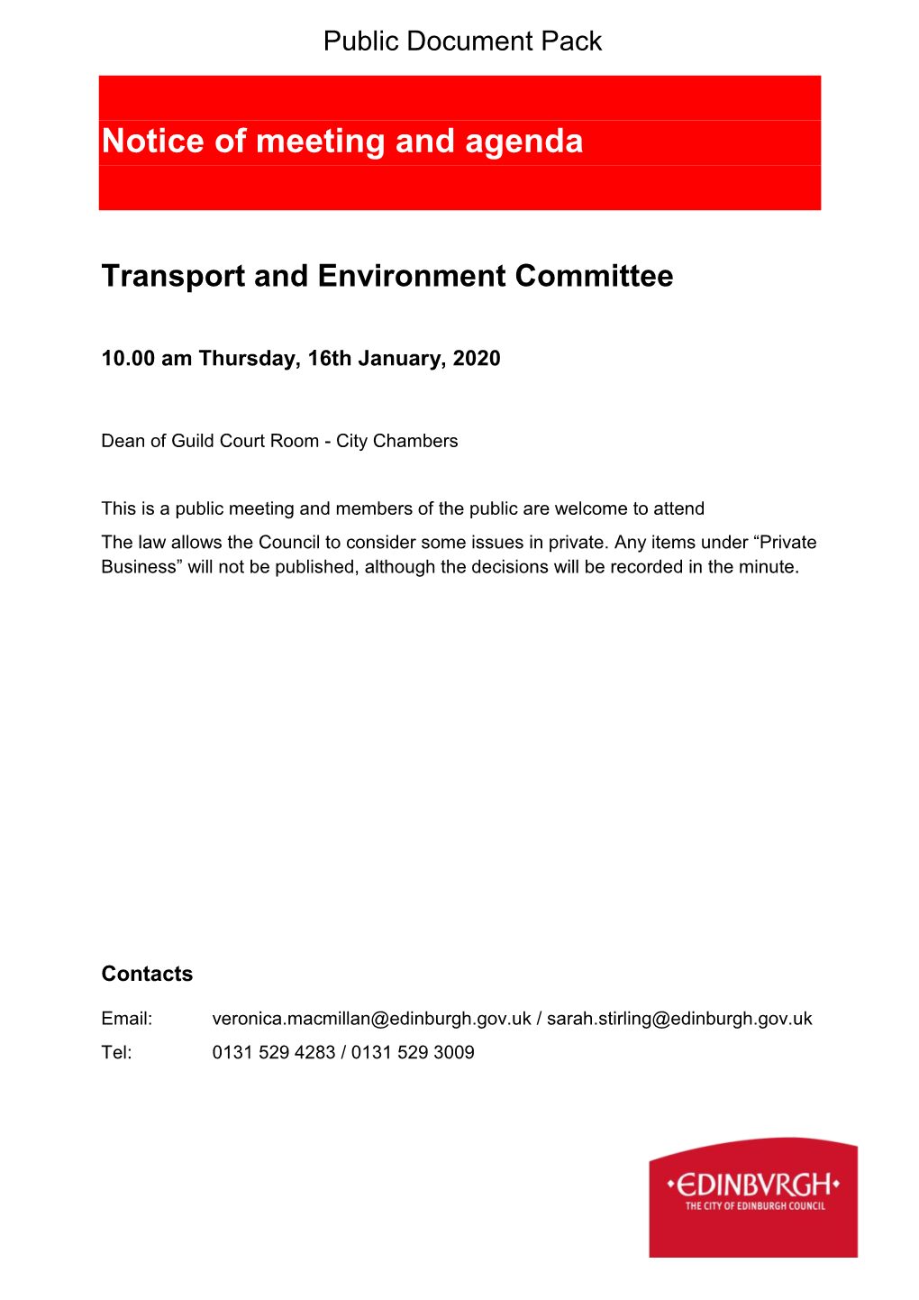 (Public Pack)Agenda Document for Transport and Environment