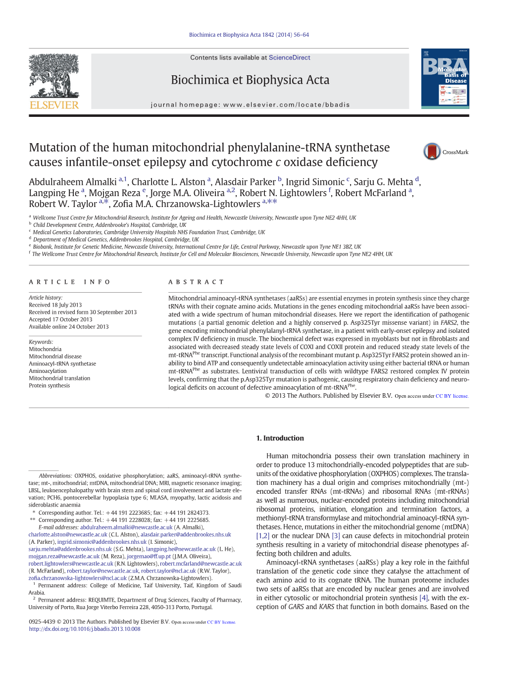 Biochimica Et Biophysica Acta 1842 (2014) 56–64