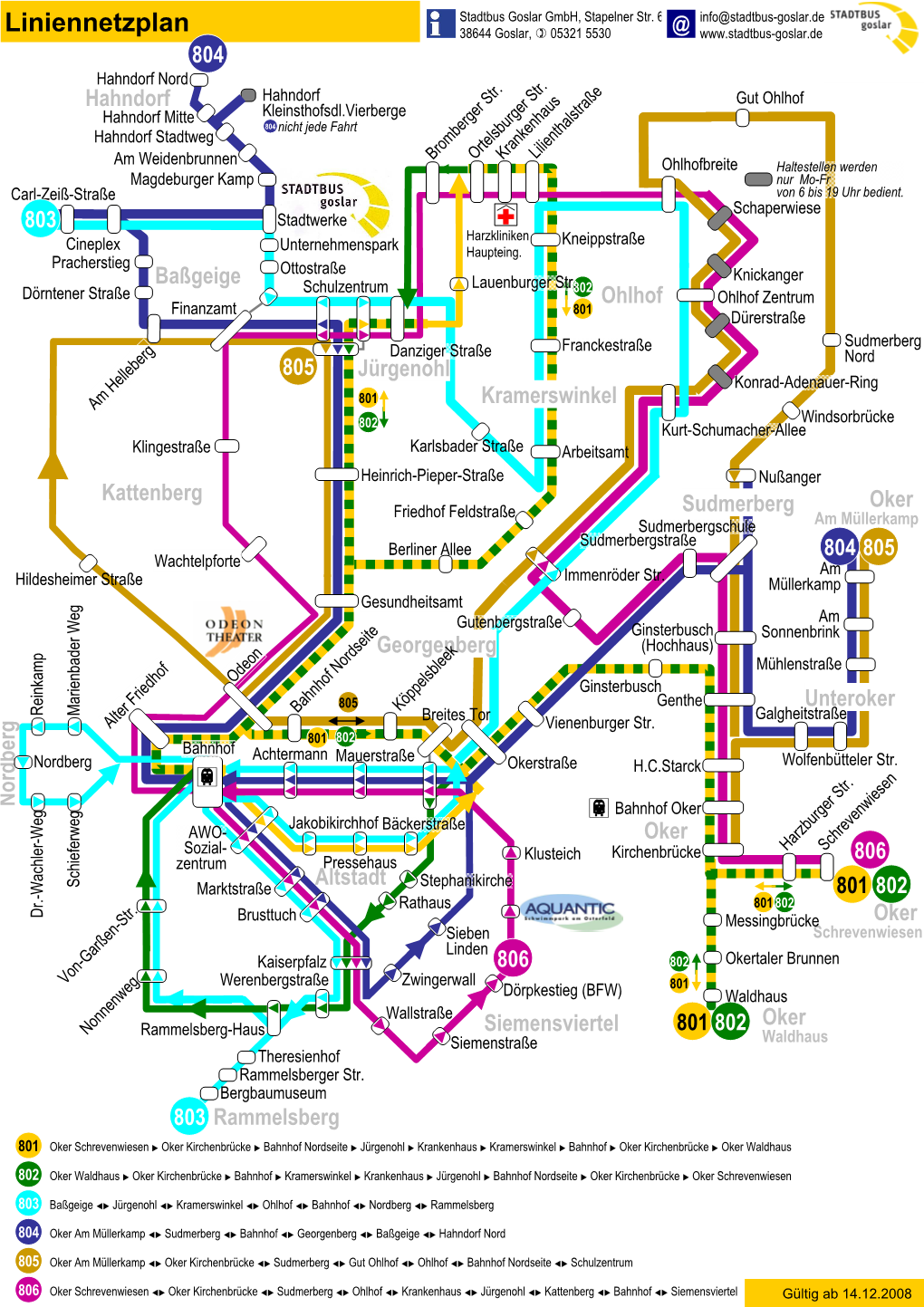 Liniennetzplan 38644 Goslar,  05321 5530 @ 804 Hahndorf Nord