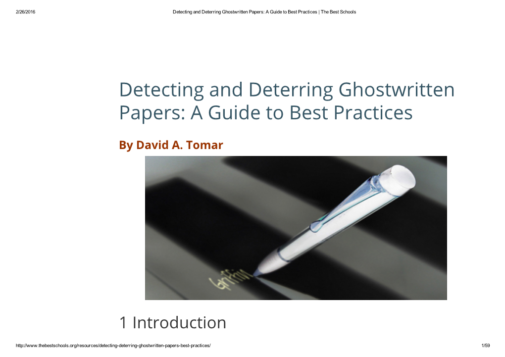 Detecting and Deterring Ghostwritten Papers: a Guide to Best Practices | the Best Schools