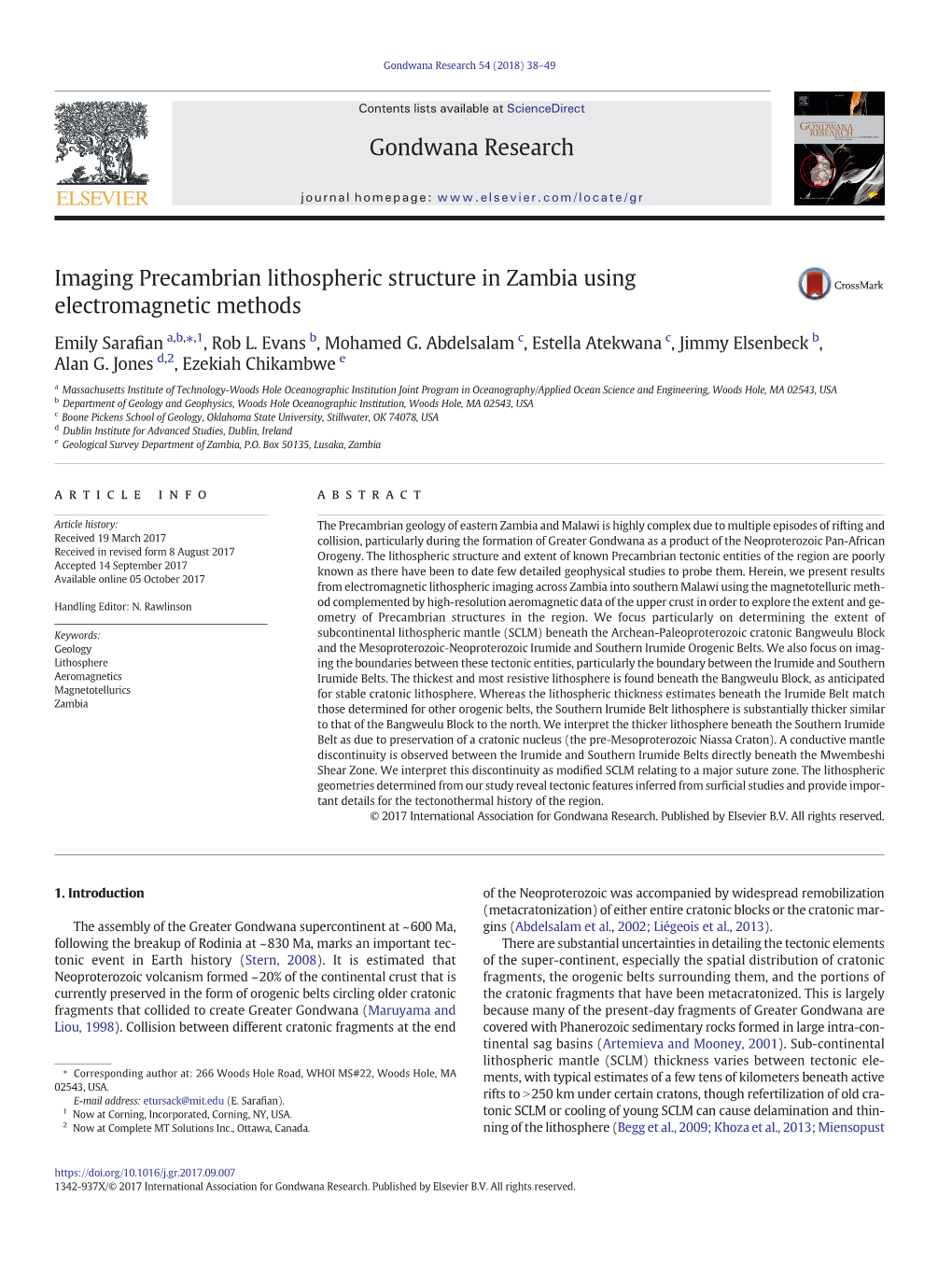 Imaging Precambrian Lithospheric Structure in Zambia Using Electromagnetic Methods