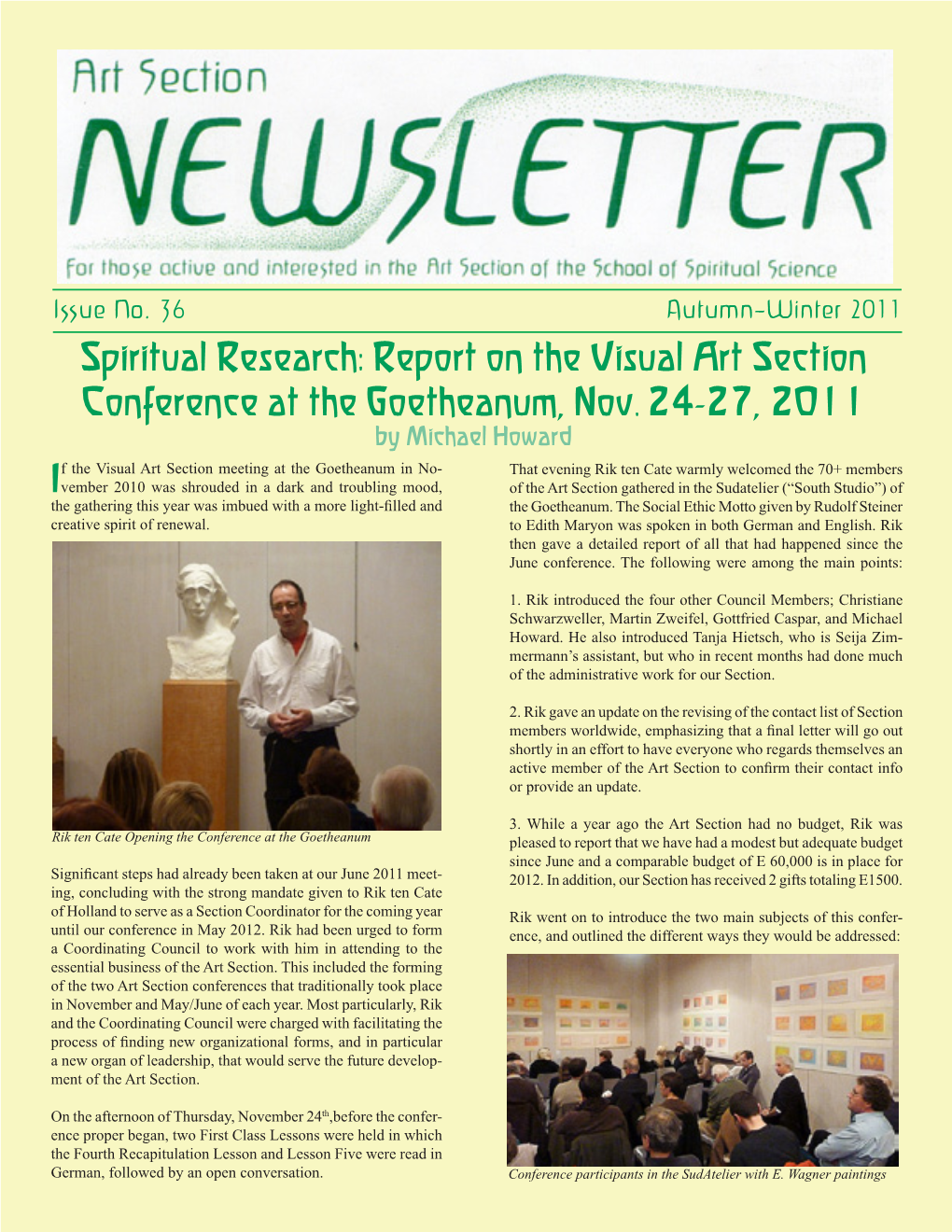 Spiritual Research: Report on the Visual Art Section Conference at the Goetheanum, Nov