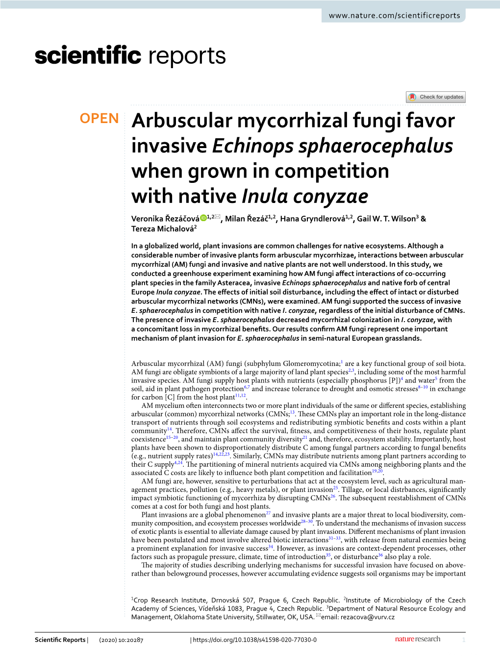 Arbuscular Mycorrhizal Fungi Favor Invasive Echinops
