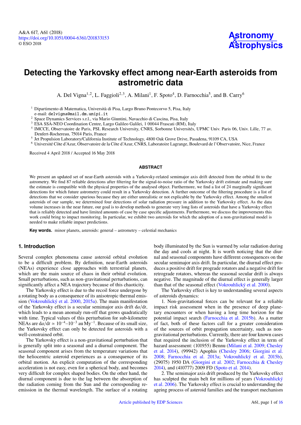 Detecting the Yarkovsky Effect Among Near-Earth Asteroids from Astrometric Data A