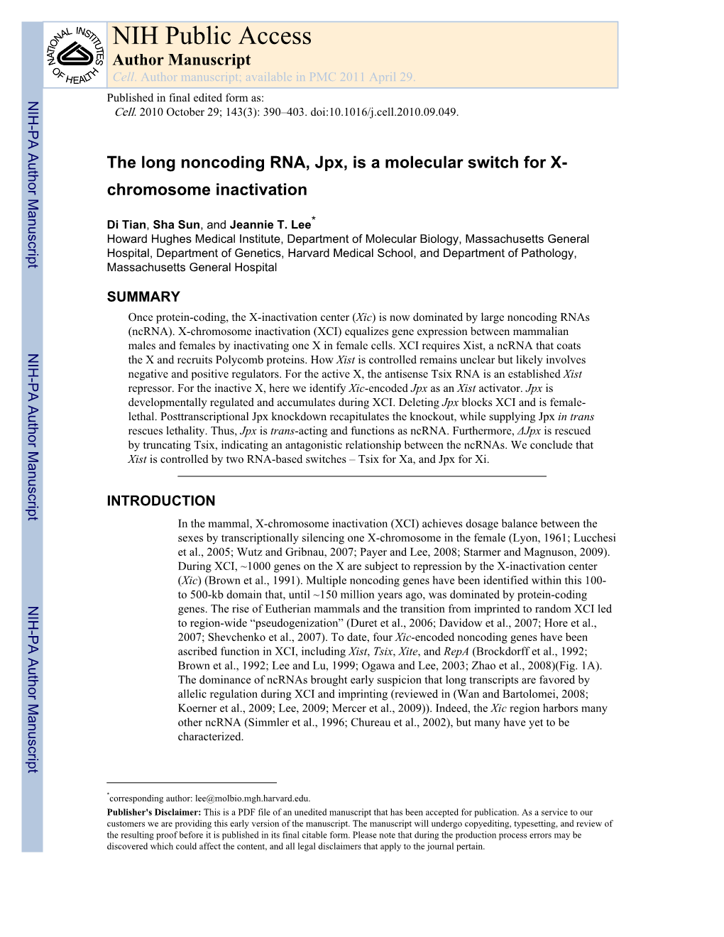 NIH Public Access Author Manuscript Cell