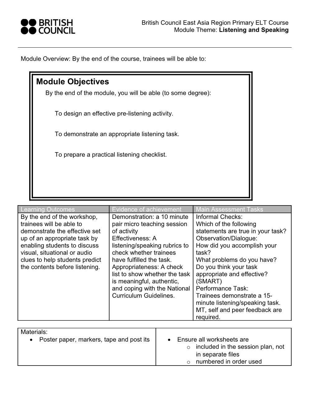 Module Overview: by the End of the Course, Trainees Will Be Able To