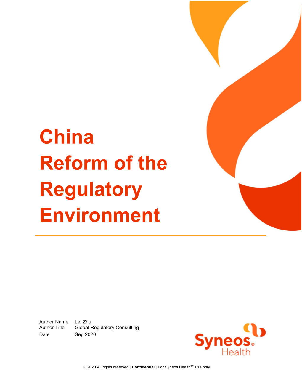 China Reform of the Regulatory Environment