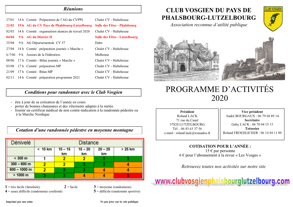 Programme D'activité Du Club Vosgien 2020