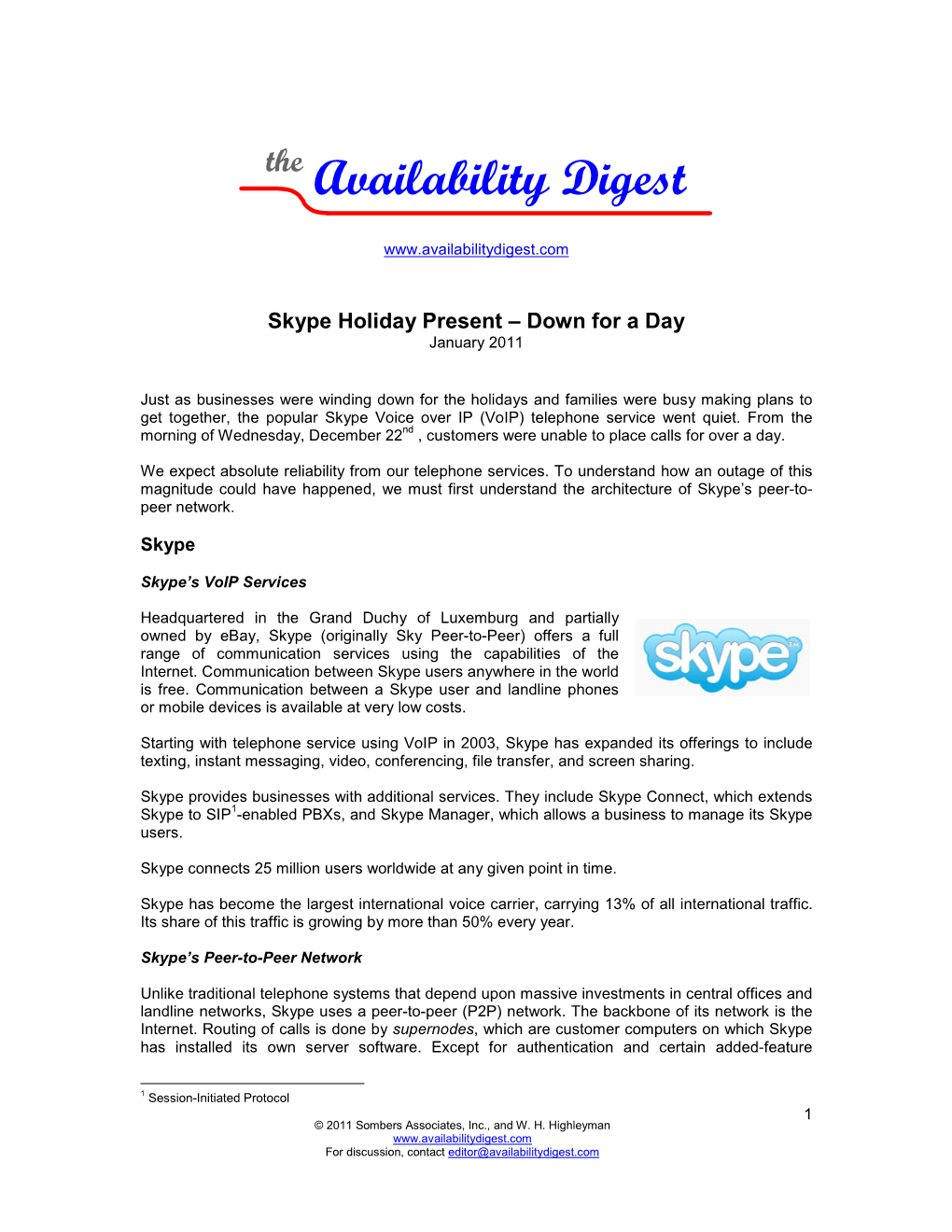 Skype Holiday Present – Down for a Day January 2011