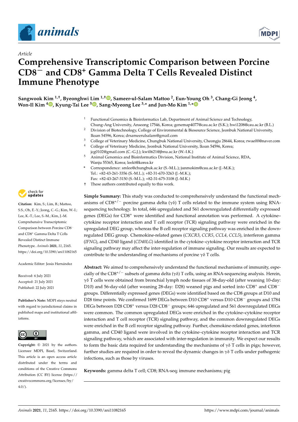 And CD8+ Gamma Delta T Cells Revealed Distinct Immune Phenotype